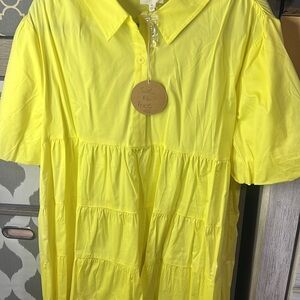Bright Yellow Tiered Dress